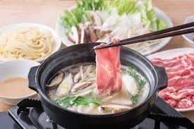 Pork slice and vegetables (Shabu-Shabu) set with sesami flavored soup